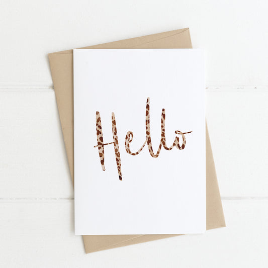 Hello leopard print card