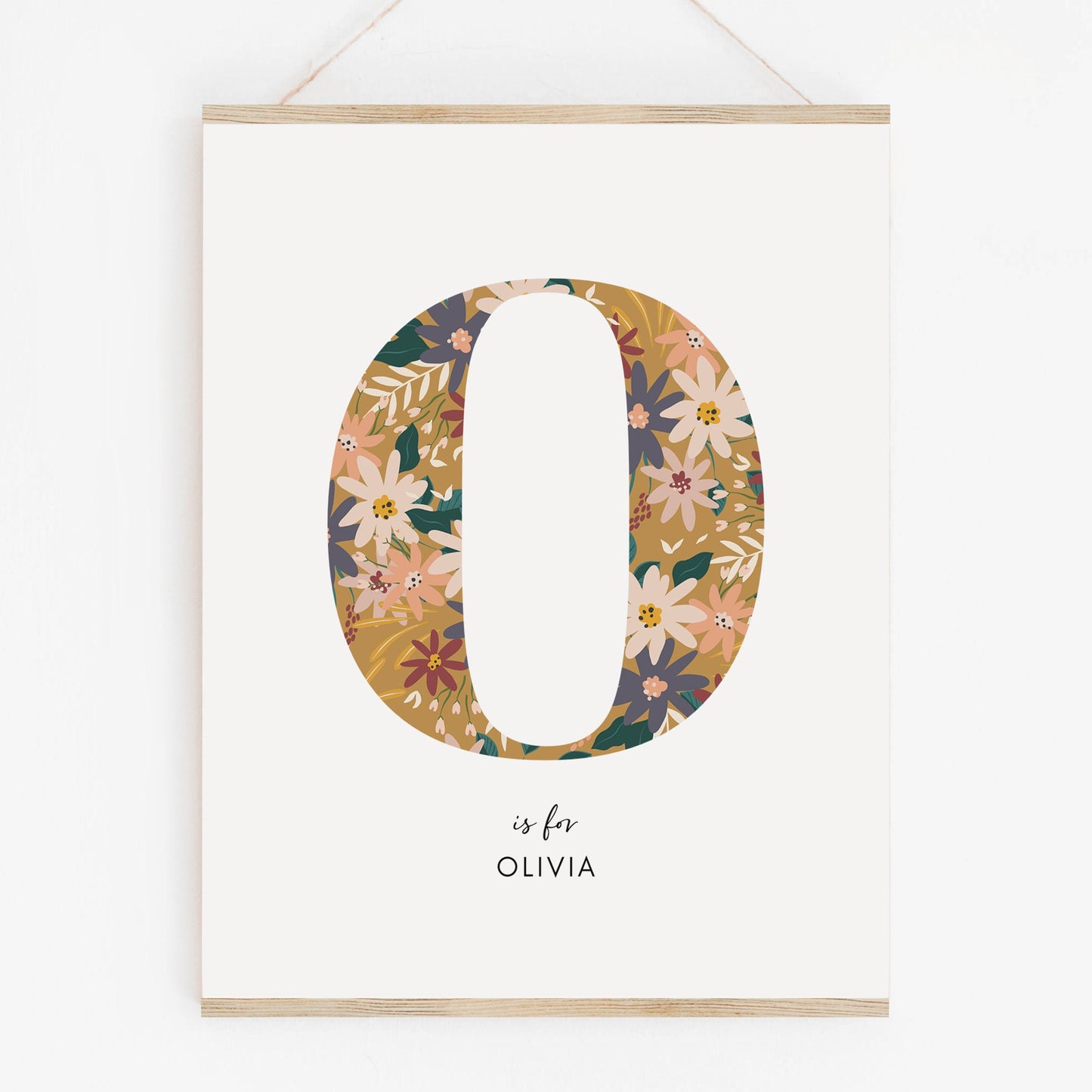 Personalised Floral Nursery Print, Newborn Print, Floral Initial Letter, Custom Alphabet Print, Nursery Letter Art, Christening, Botanical