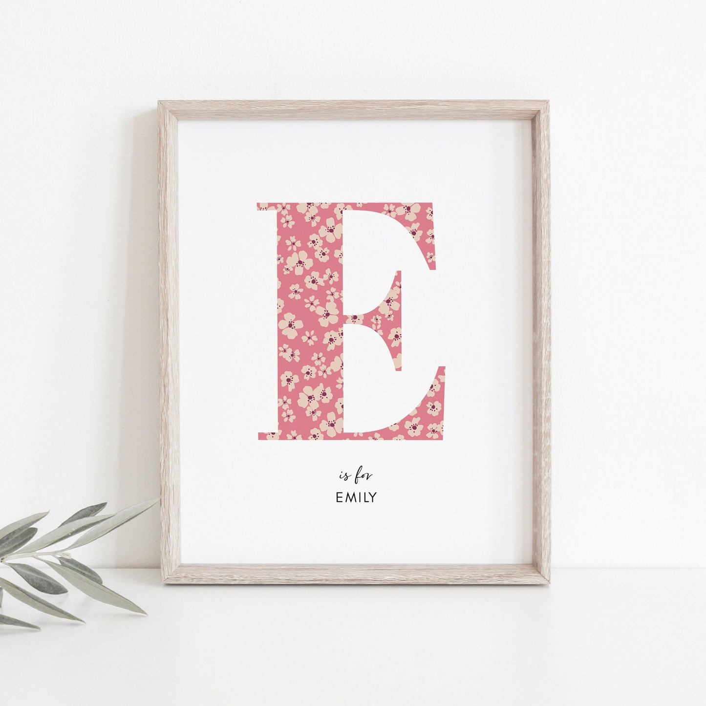 Personalised Floral Nursery Print, Newborn Print, Floral Initial Letter, Custom Alphabet Print, Nursery Letter Art, Christening, Botanical