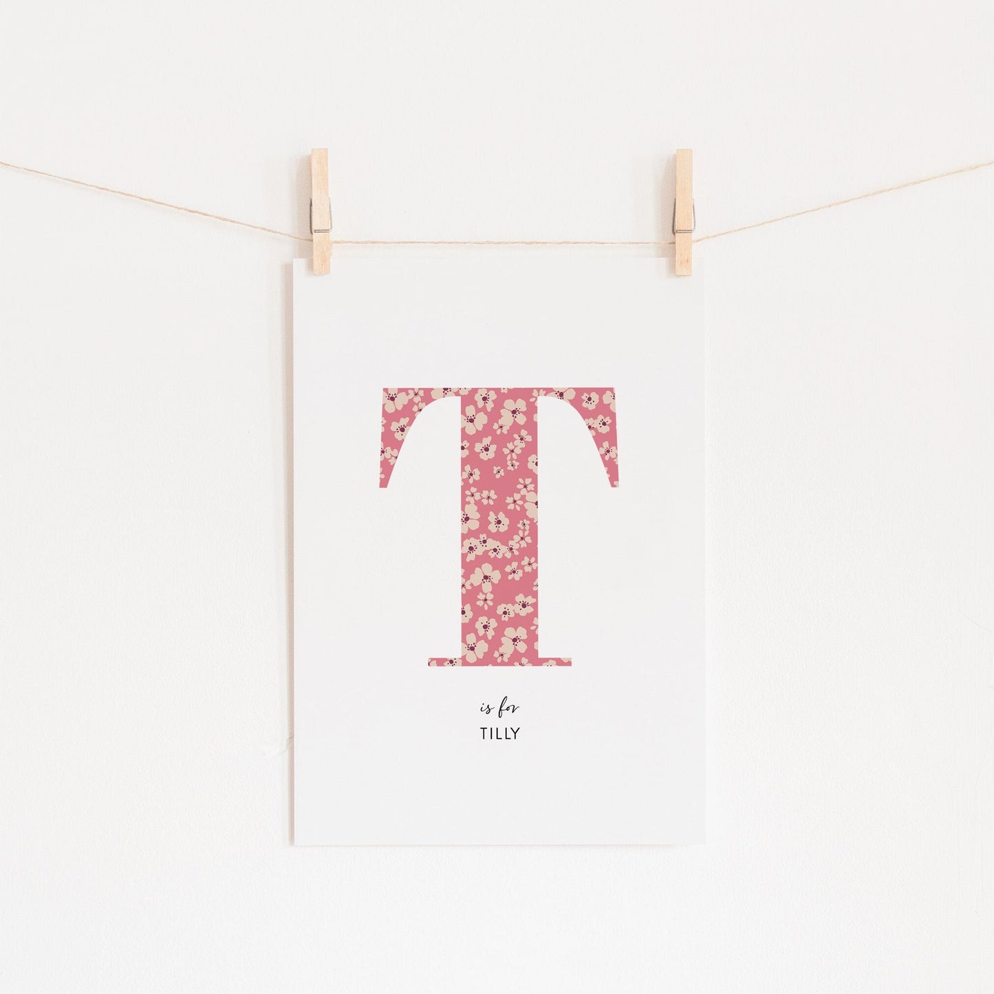 Personalised Floral Nursery Print, Newborn Print, Floral Initial Letter, Custom Alphabet Print, Nursery Letter Art, Christening, Botanical