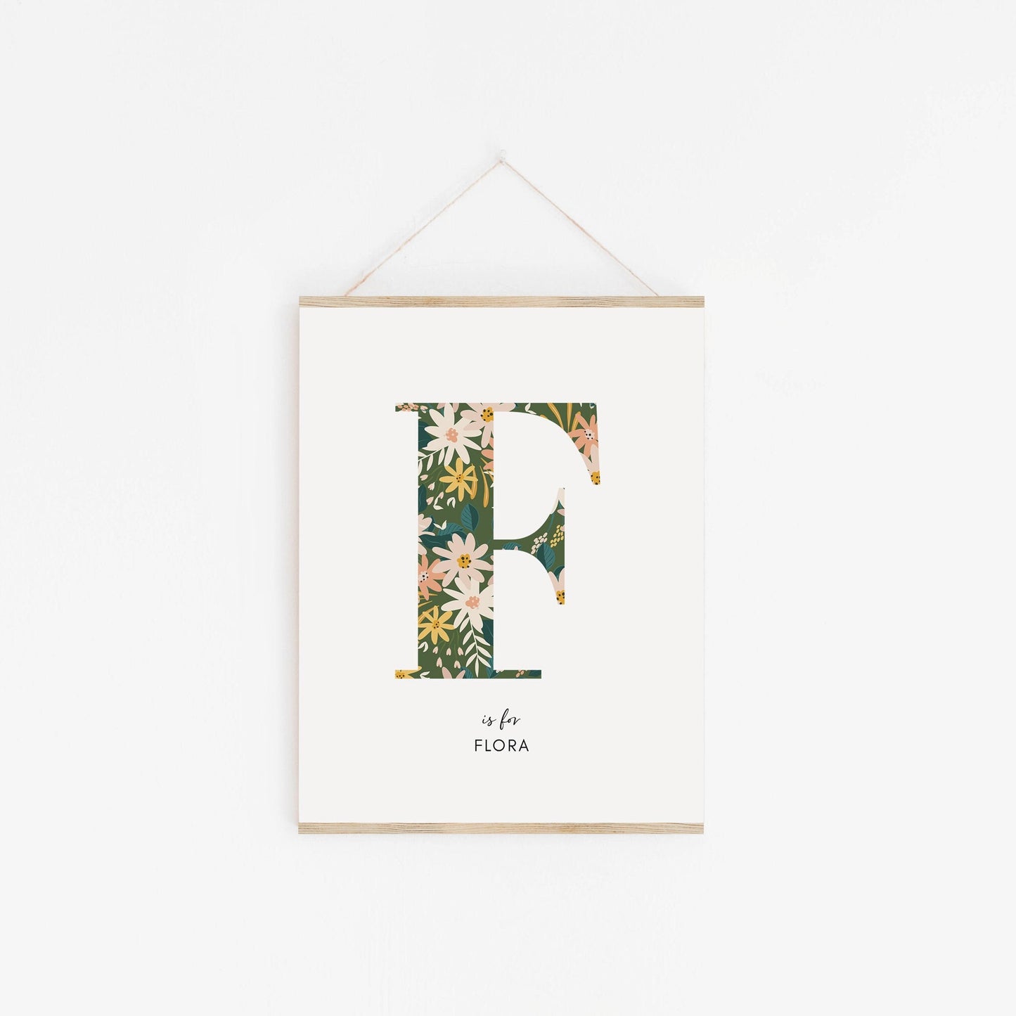 Personalised Floral Nursery Print, Newborn Print, Floral Initial Letter, Custom Alphabet Print, Nursery Letter Art, Christening, Botanical
