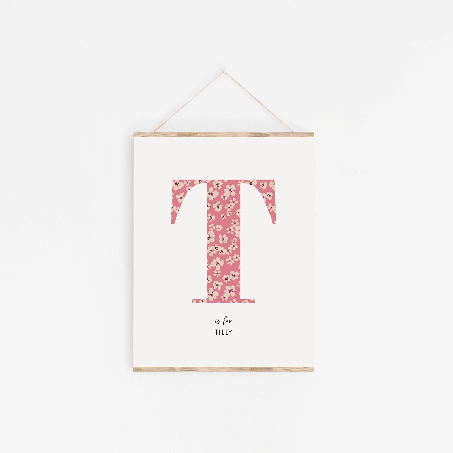 Personalised Floral Nursery Print, Newborn Print, Floral Initial Letter, Custom Alphabet Print, Nursery Letter Art, Christening, Botanical