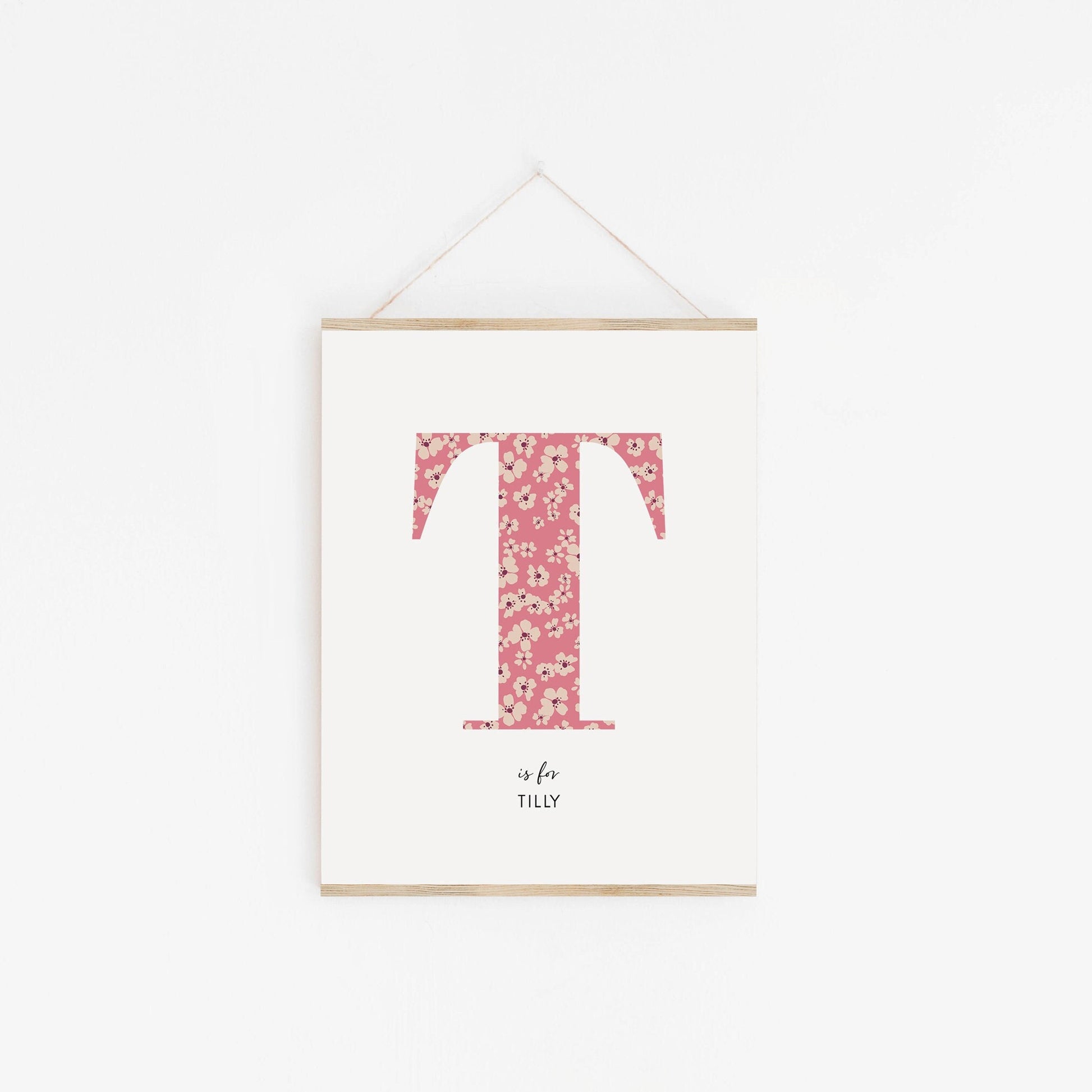 Personalised Floral Nursery Print, Newborn Print, Floral Initial Letter, Custom Alphabet Print, Nursery Letter Art, Christening, Botanical