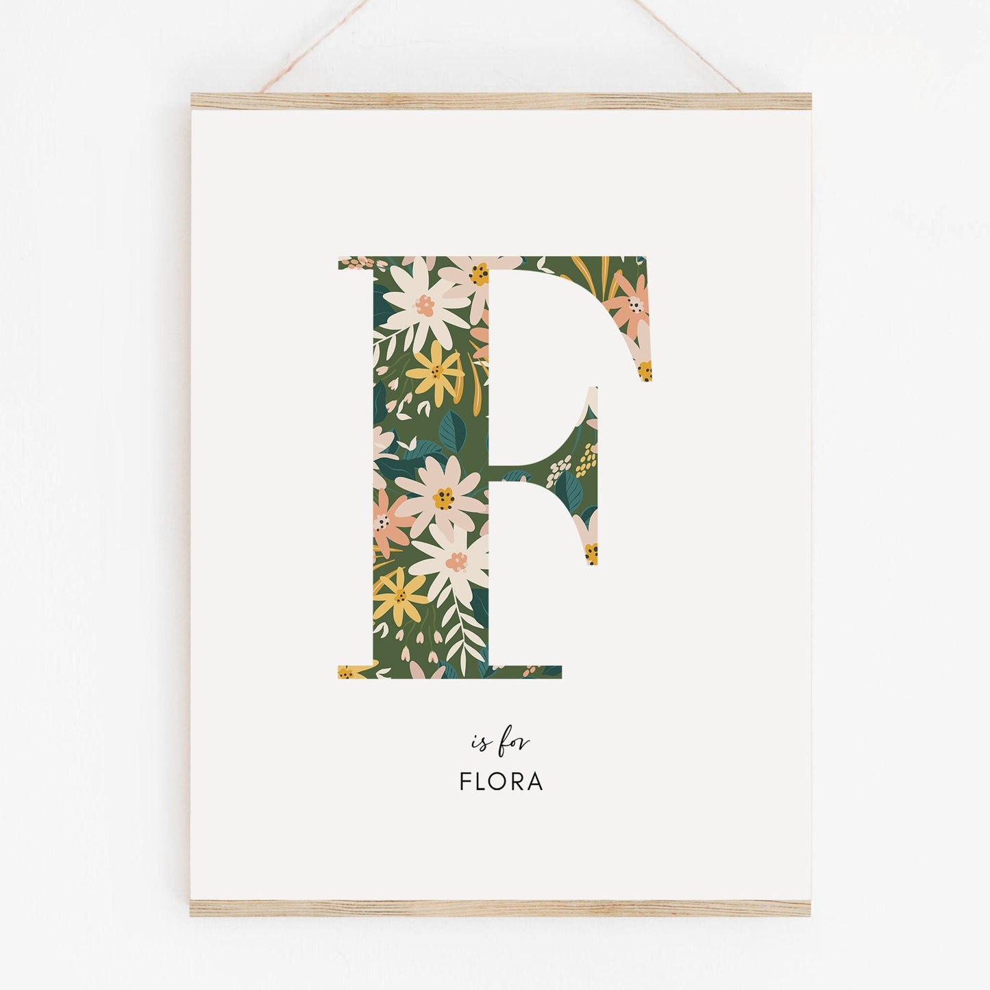 Personalised Floral Nursery Print, Newborn Print, Floral Initial Letter, Custom Alphabet Print, Nursery Letter Art, Christening, Botanical
