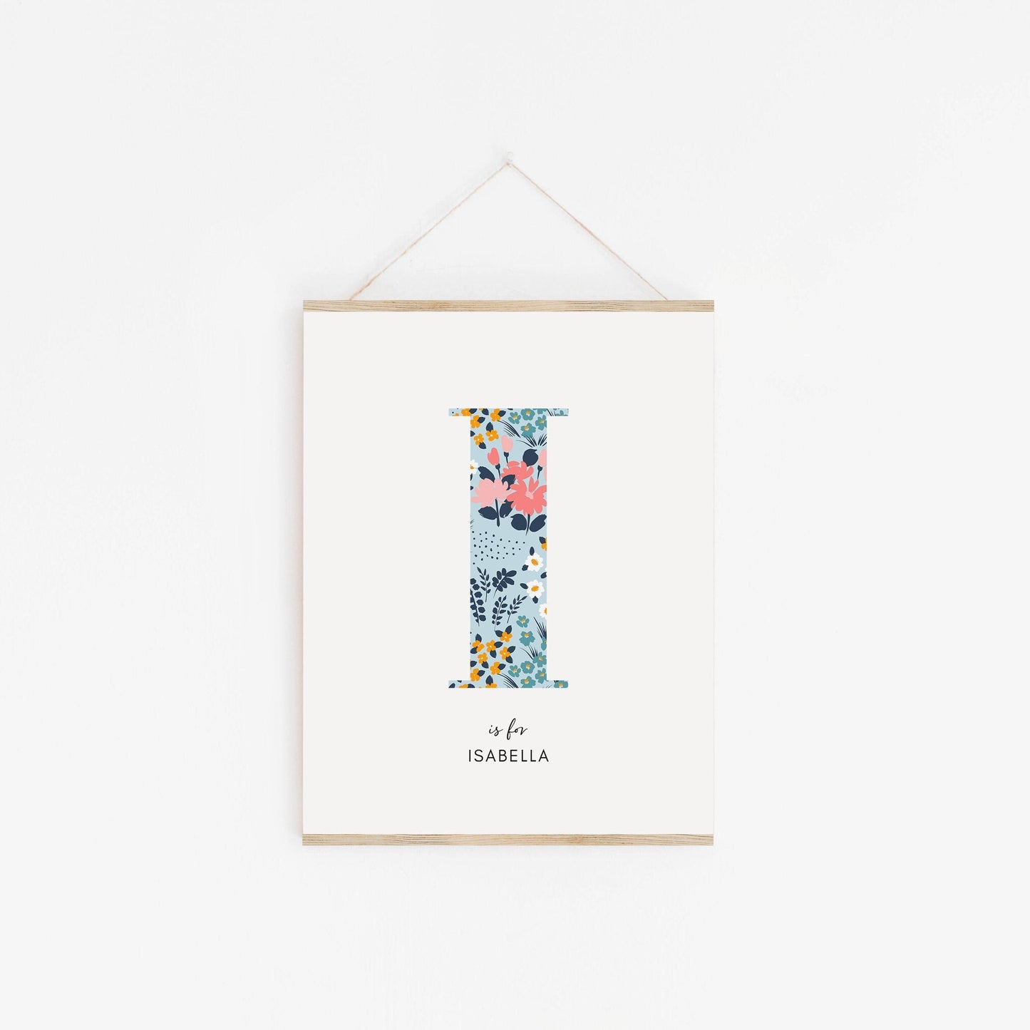 Personalised Floral Nursery Print, Newborn Print, Floral Initial Letter, Custom Alphabet Print, Nursery Letter Art, Christening, Botanical