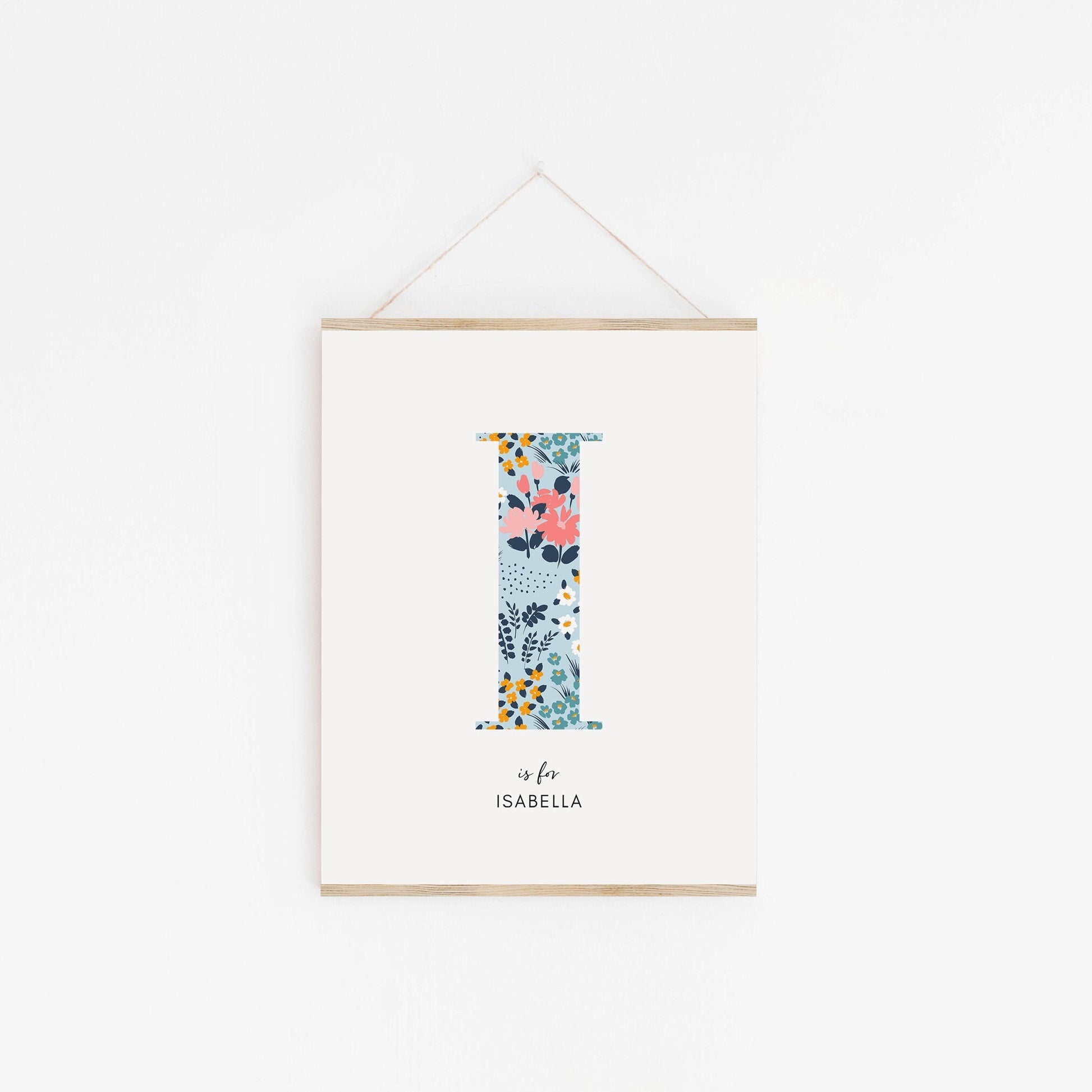 Personalised Floral Nursery Print, Newborn Print, Floral Initial Letter, Custom Alphabet Print, Nursery Letter Art, Christening, Botanical