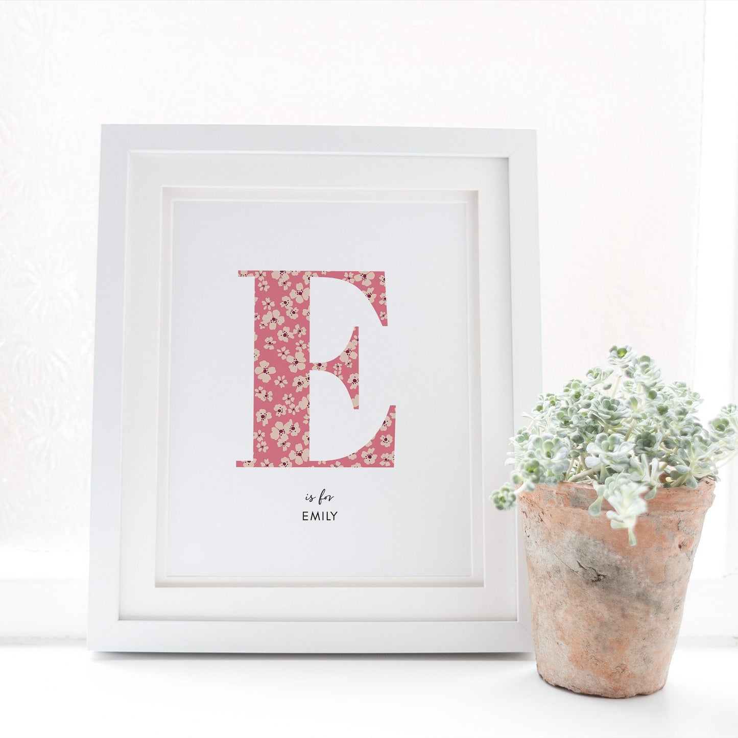 Personalised Floral Nursery Print, Newborn Print, Floral Initial Letter, Custom Alphabet Print, Nursery Letter Art, Christening, Botanical