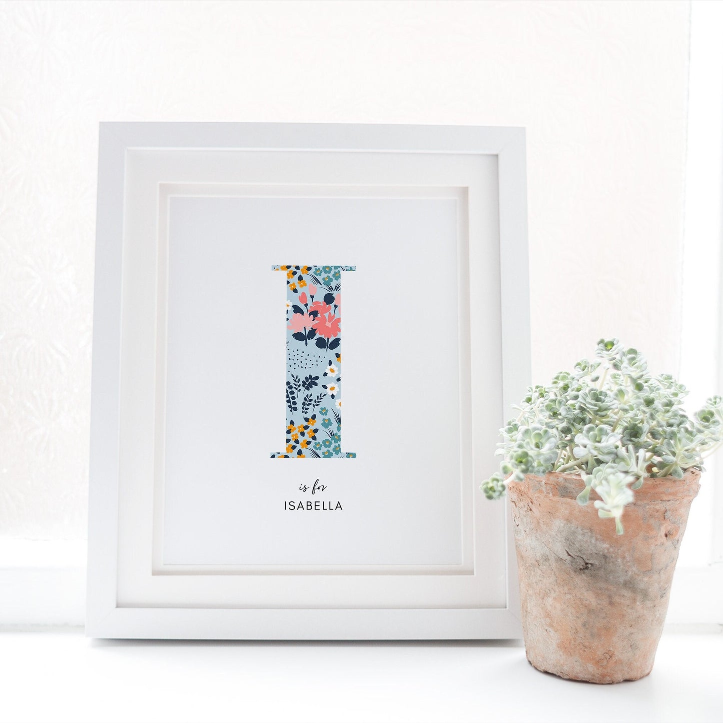 Personalised Floral Nursery Print, Newborn Print, Floral Initial Letter, Custom Alphabet Print, Nursery Letter Art, Christening, Botanical