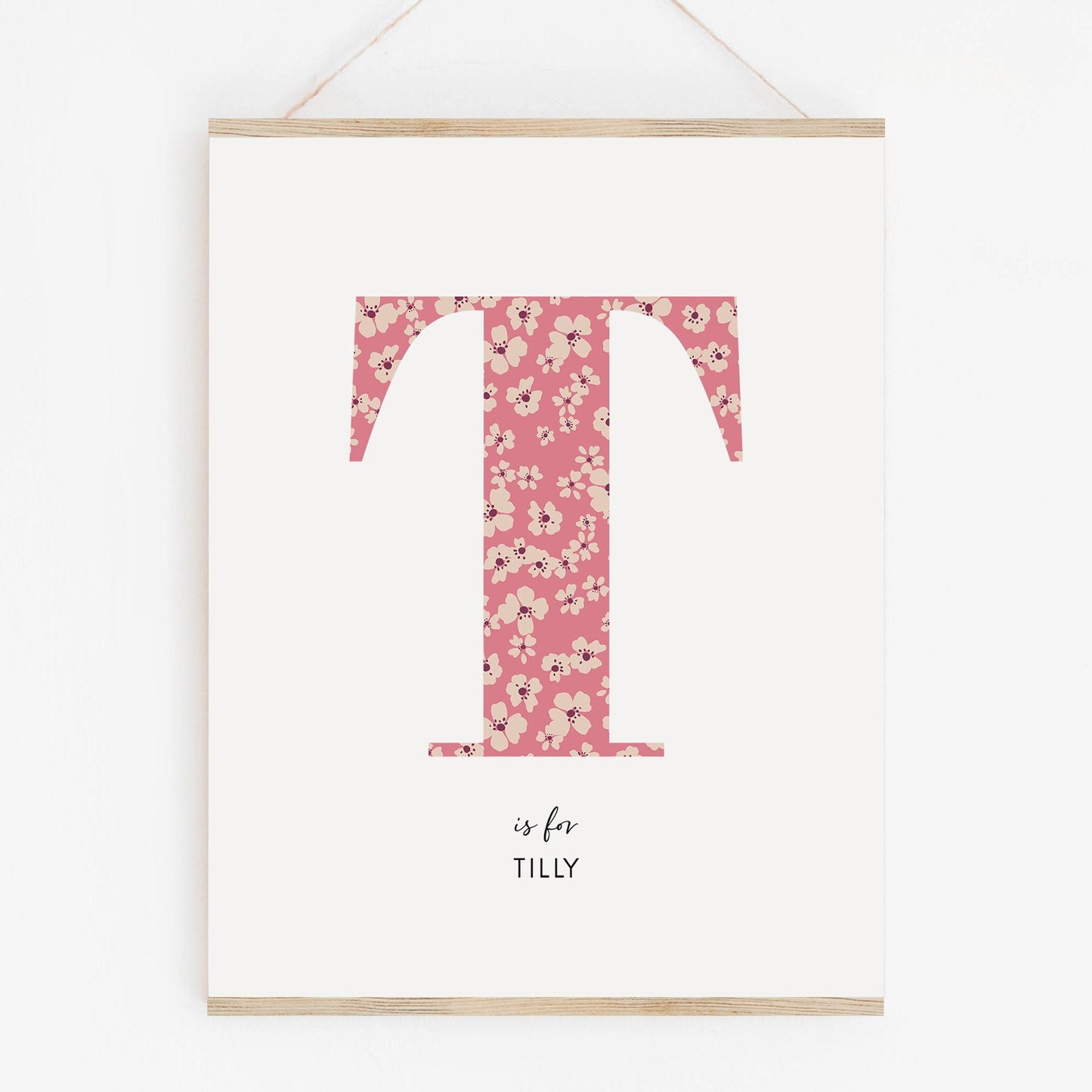 Personalised Floral Nursery Print, Newborn Print, Floral Initial Letter, Custom Alphabet Print, Nursery Letter Art, Christening, Botanical