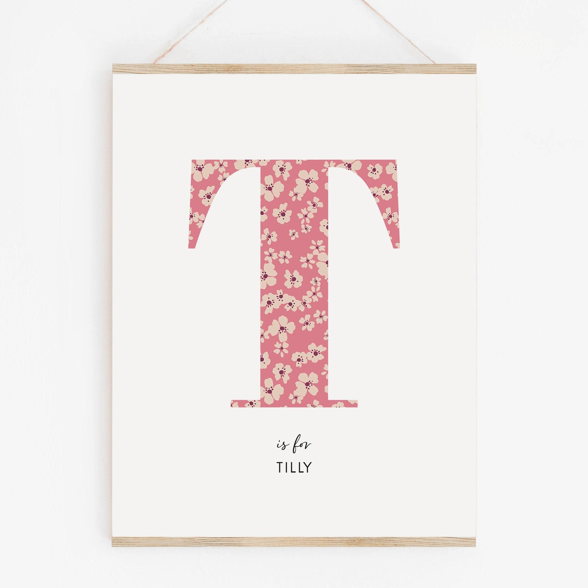 Personalised Floral Nursery Print, Newborn Print, Floral Initial Letter, Custom Alphabet Print, Nursery Letter Art, Christening, Botanical