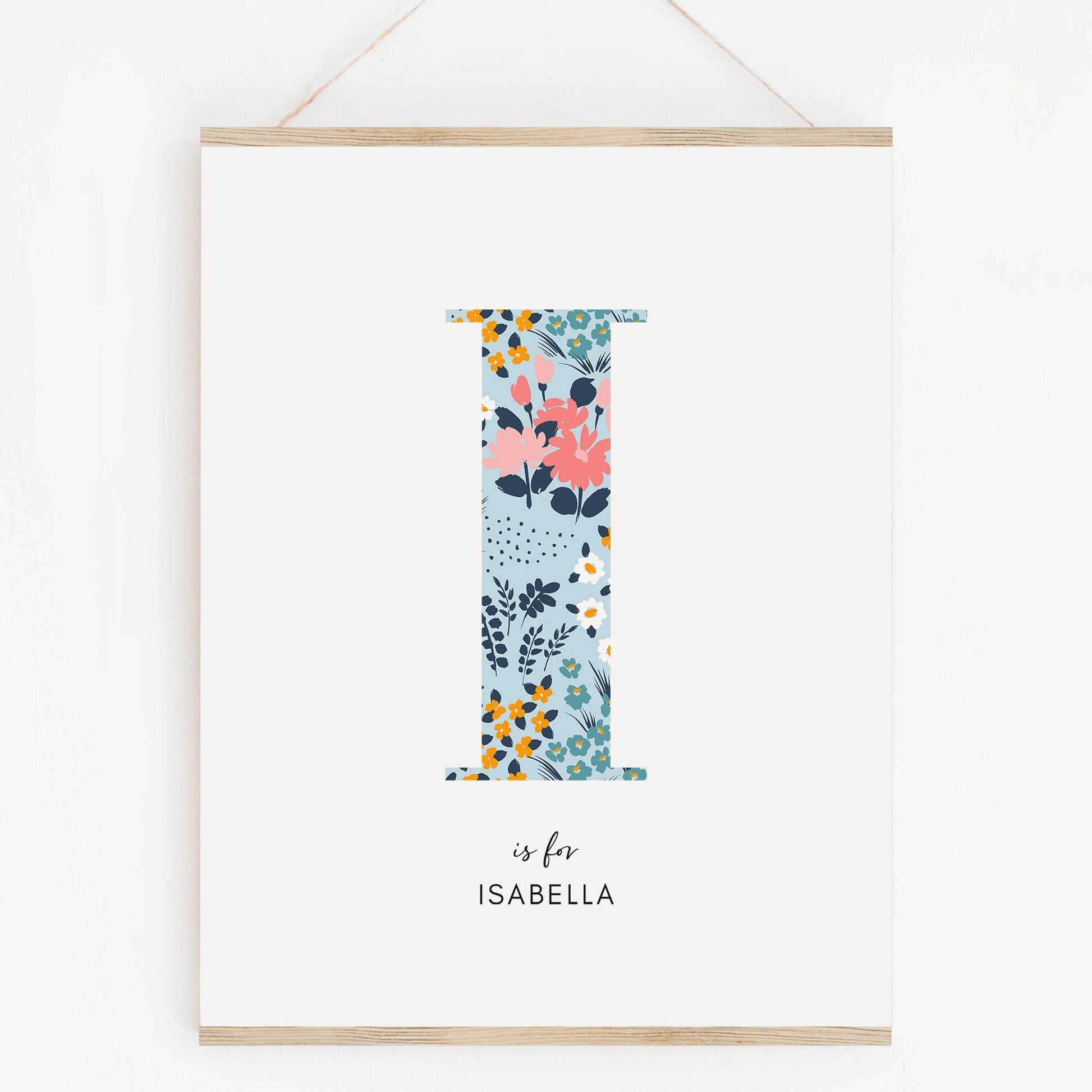 Personalised Floral Nursery Print, Newborn Print, Floral Initial Letter, Custom Alphabet Print, Nursery Letter Art, Christening, Botanical