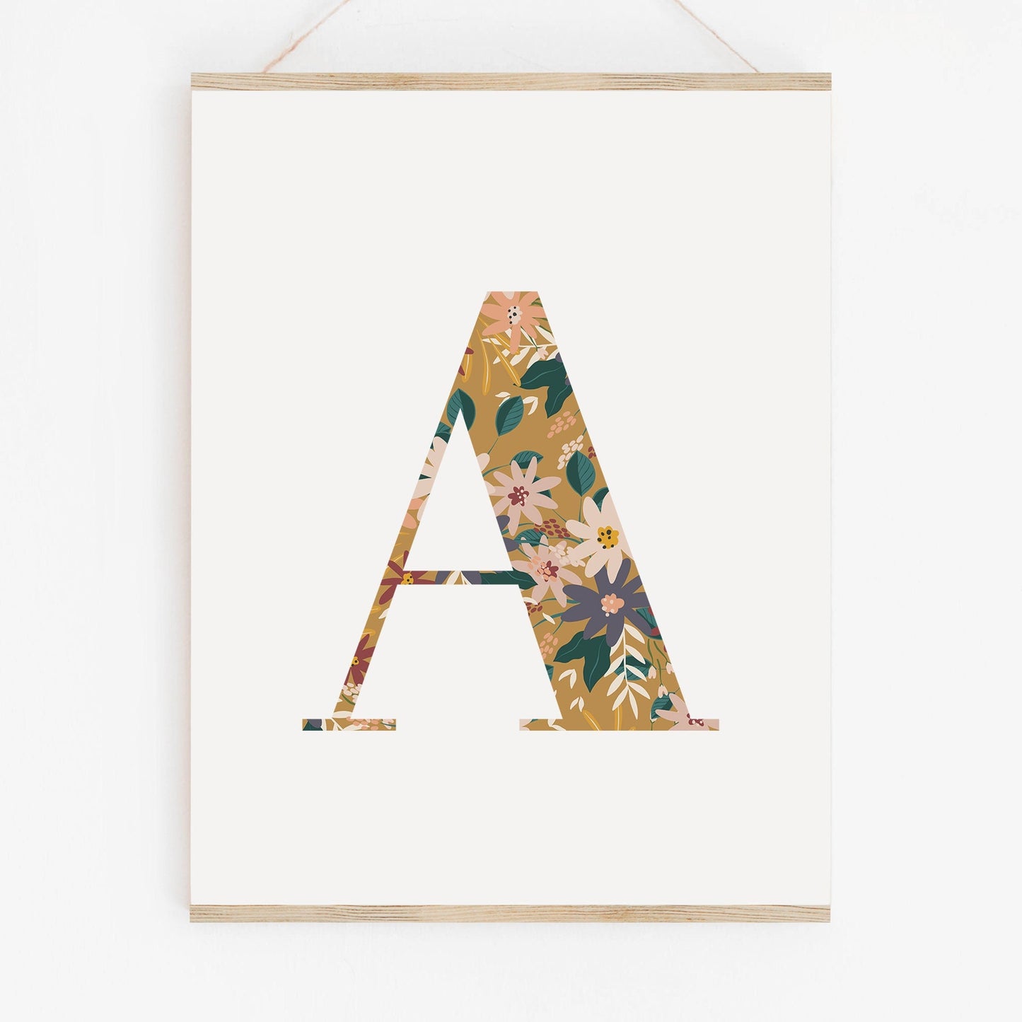 Personalised Letter Floral Print, Alphabet Nursery Art, Newborn Keepsake, Christening Gift, Custom Initial Picture, Kids Letter Art