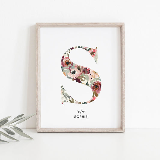 a picture of a floral letter s for sophiie