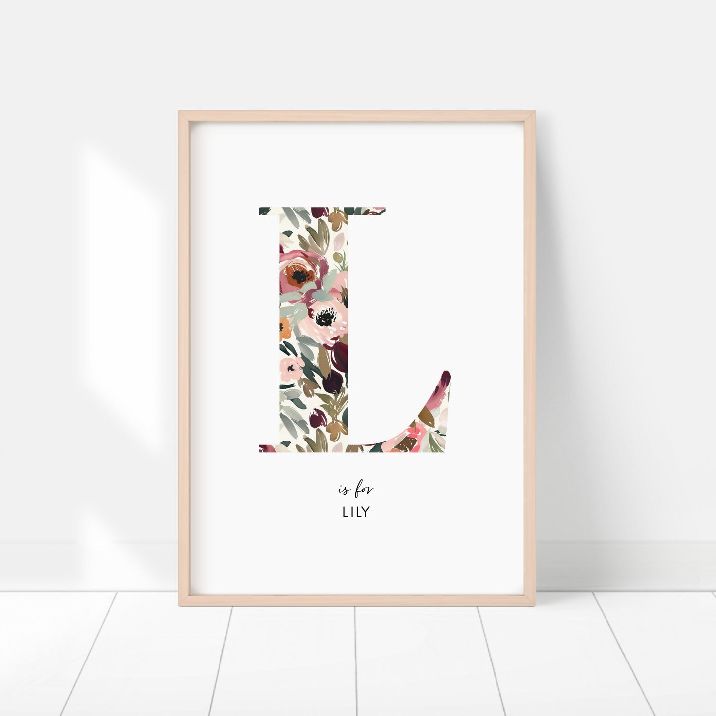 a floral print with the letter l on it