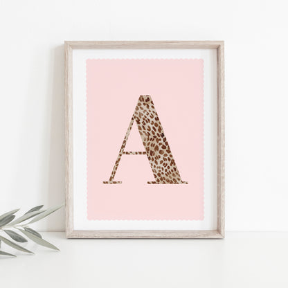 Personalised Leopard Print Initial Letter Print
