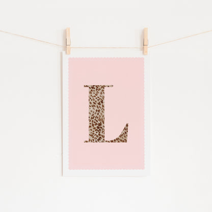 Personalised Leopard Print Initial Letter Print