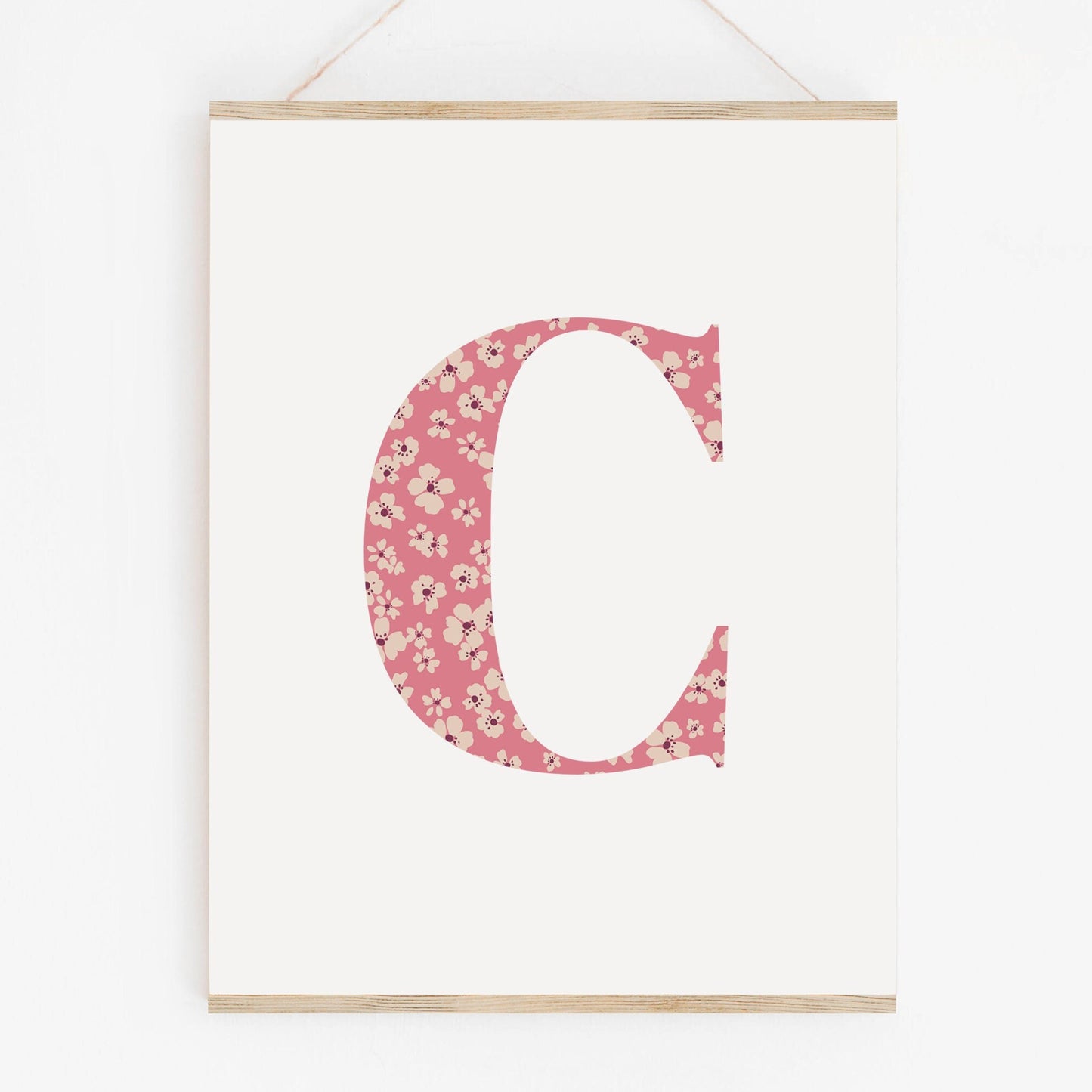 Personalised Letter Floral Print, Alphabet Nursery Art, Newborn Keepsake, Christening Gift, Custom Initial Picture, Kids Letter Art