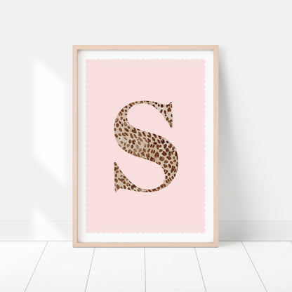 Personalised Leopard Print Initial Letter Print