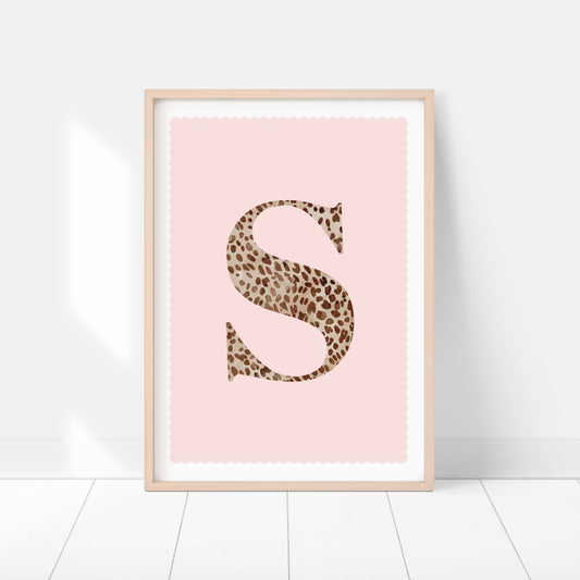 Personalised Leopard Print Initial Letter Print
